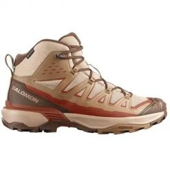 Buty trekkingowe męskie Salomon 454729. Brązowe buty turystyczne Salomon, bez wzorów, z gore-texu, za kostkę, bez zapięcia, trekkingowe, gore-tex. Za 694.00 zł.