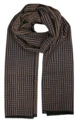 Męski Szalik z Wiskozy - Alties - Granat i Ciemny Beż. Niebieskie szaliki Alties, bez wzorów, z bawełny. Za 59.00 zł.
