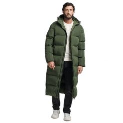 Długa kurtka Superdry Super Duvet. Zielone kurtki Superdry, m, bez wzorów, z puchu, bez kaptura. W wyprzedaży za 813.20 zł.