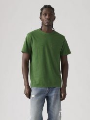 Levi's Koszulka w kolorze ciemnozielonym rozmiar: L. Zielone bezrękawniki Levi's®, l, bez wzorów, z bawełny, bez kołnierzyka, bez ramiączek. Za 85.95 zł.