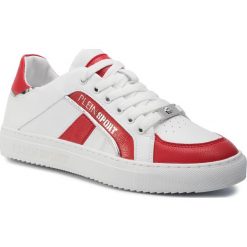 Sneakersy PLEIN SPORT - Lo Top Sneakers Cross F19S MSC2246 STE003N White/Red 0113. Białe buty sportowe casual Plein Sport, z aplikacjami, z materiału, bez zapięcia. Za 1,039.00 zł.