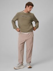 4F Bluza dresowa regular bez kaptura męska - khaki XXL. Brązowe bluzy 4F, m, bez wzorów, z dresówki, bez kaptura. Za 159.99 zł.