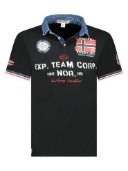 Geographical Norway Koszulka polo "Koptaine" w kolorze czarnym rozmiar: S. Czarne koszulki polo sportowe Geographical Norway, s, bez wzorów, z bawełny, bez kołnierzyka, bez ramiączek. Za 74.81 zł.