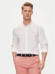 Tommy Hilfiger Koszula MW0MW34650 Biały Slim Fit. Białe koszule Tommy Hilfiger, m, bez wzorów, z bawełny, bez kołnierzyka, bez ramiączek. Za 199.99 zł.