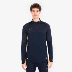 Bluza piłkarska Kipsta CLR na krótki suwak. Brązowe bluzy KIPSTA, xs, bez wzorów, z materiału, bez kaptura. Za 149.99 zł.