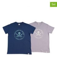 The Time of Bocha Koszulki (2 szt.) w kolorze fioletowym i granatowym rozmiar: M. Niebieskie bezrękawniki The Time of Bocha, m, bez wzorów, z bawełny, bez kołnierzyka, bez ramiączek. Za 86.99 zł.