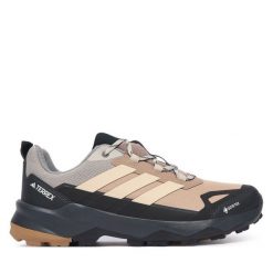 Trekkingi adidas. Brązowe buty trekkingowe Adidas, bez wzorów, z gore-texu, bez zapięcia. Za 529.99 zł.