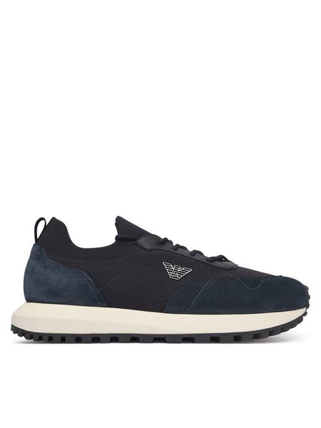 Emporio Armani Sneakersy EM003739 AF19724 Granatowy. Niebieskie buty sportowe casual Emporio Armani, bez wzorów, ze skóry, bez zapięcia. Za 1,359.00 zł.