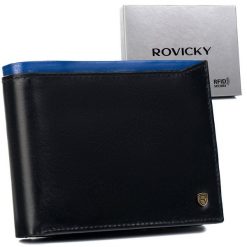 Portfel męski skórzany ROVICKY N992-RVT czarny. Czarne portfele ROVICKY, bez wzorów. Za 81.99 zł.