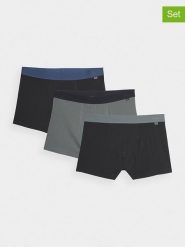 4F Bokserki (3 pary) w kolorze czarno-szaro-niebieskim rozmiar: S. Czarne bokserki 4F, s, bez wzorów. Za 61.46 zł.