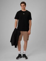 4F Spodenki dresowe męskie 4F x Robert Lewandowski - beżowe M. Brązowe krótkie spodenki sportowe 4F, m, bez wzorów, z bawełny. Za 149.99 zł.