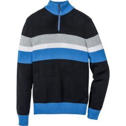 Sweter ze stójką Regular Fit bonprix czarno-jasnoszary melanż - lodowy niebieski. Swetry nierozpinane marki bonprix. Za 59.99 zł.