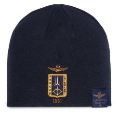 Czapka Aeronautica Militare. Niebieskie czapki zimowe Aeronautica Militare, bez wzorów. Za 179.99 zł.