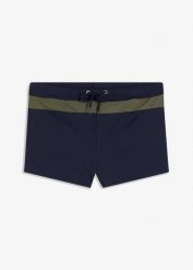 Kąpielówki męskie z troczkiem. Niebieskie kąpielówki bonprix, m, bez wzorów. Za 59.99 zł.