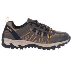Buty trekkingowe męskie Hi-Tec Jaguar. Brązowe trekkingi Hi-tec, bez wzorów, z gumy, bez zapięcia. Za 429.99 zł.