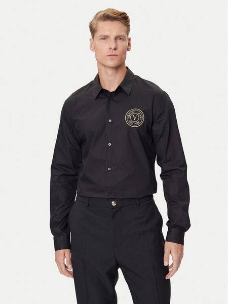 Versace Jeans Couture Koszula 79GALKS2 CN00K Czarny Slim Fit. Czarne koszule Versace Jeans Couture, m, bez wzorów, z bawełny, bez kołnierzyka, bez ramiączek. Za 429.99 zł.