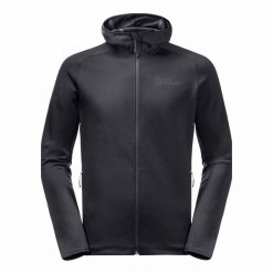Bluza polarowa męska Jack Wolfskin Baiselberg. Czarne bluzy z kapturem Jack Wolfskin, m, bez wzorów, z elastanu. Za 349.99 zł.