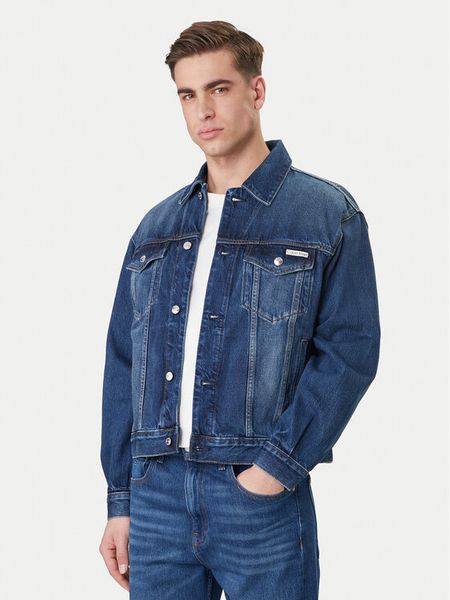 Calvin Klein Jeans Kurtka jeansowa 90s LV04RF705G Granatowy Regular Fit. Niebieskie kurtki Calvin Klein Jeans, l, bez wzorów, z bawełny, bez kaptura. Za 489.99 zł.