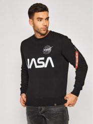 Alpha Industries Bluza Nasa Reflective 178309 Czarny Regular Fit. Czarne bluzy Alpha Industries, m, bez wzorów, z bawełny, bez kaptura. Za 219.99 zł.