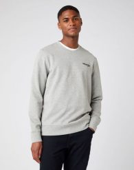 WRANGLER POSITIVE VIBES SWEAT MĘSKA BLUZA KLASYCZNA NADRUK MID GREY MEL W6F6H1X37 112141479. Szare bluzy Wrangler, m, bez wzorów, bez kaptura. Za 159.99 zł.
