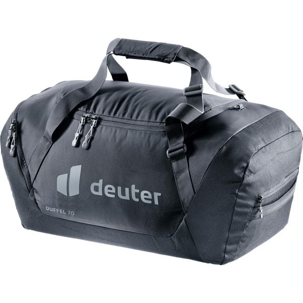 Torba podróżna Deuter Duffel 70 - black. Czarne torby na ramię Deuter, bez wzorów, z materiału, na ramię, bez dodatków. Za 373.99 zł.