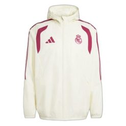 Kurtka wodoodporna All Weather Real Madrid Tiro 2026/27. Brązowe kurtki Adidas, m, bez wzorów, z materiału, bez kaptura. Za 423.00 zł.