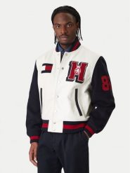 Tommy Hilfiger Kurtka bomber Varsity MW0MW41866 Écru Regular Fit. Kurtki Tommy Hilfiger, m, bez wzorów, ze skóry, bez kaptura. Za 2,889.00 zł.