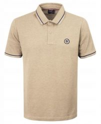 Męska, Bawełniana Koszulka Polo - Pako Jeans - Beżowa. Brązowe koszulki polo sportowe Pako Jeans, l, bez wzorów, z bawełny, bez kołnierzyka, bez ramiączek. Za 119.00 zł.