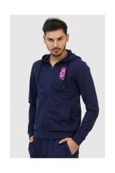 EA7 Granatowa bluza męska z wymiennym logo. Niebieskie bluzy EA7 Emporio Armani, m, z aplikacjami, prążkowane, z kapturem. W wyprzedaży za 299.99 zł.