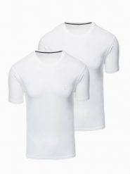 Zestaw męskich t-shirtów z okrągłym dekoltem - biała V4 Z101 - XXL. Białe t-shirty Ombre Clothing, l, bez wzorów, z bawełny, bez kołnierzyka, bez ramiączek. W wyprzedaży za 89.99 zł.