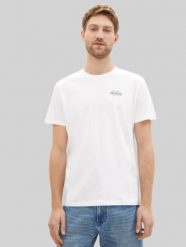 Męska Koszulka Tom Tailor Printed T-shirt White 1042195 20000. Białe t-shirty Tom Tailor, l, bez wzorów, bez kołnierzyka, bez ramiączek. Za 59.99 zł.