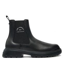 Sztyblety KARL LAGERFELD. Czarne botki sznurowane KARL LAGERFELD, bez wzorów, bez obcasa, bez zapięcia. Za 1,099.00 zł.