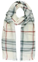 Lekki (Przejściowy) Szalik z Naturalnej Wiskozy - Fraas - Ecru, Krata. Szaliki V. Fraas, bez wzorów, z materiału. Za 59.00 zł.