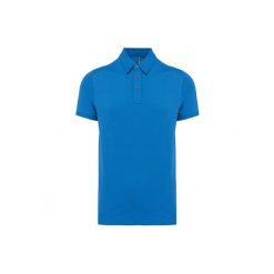 Koszulka polo z dżerseju Kariban. Niebieskie koszulki polo KARIBAN, m, bez wzorów, z dżerseju, bez kołnierzyka, bez ramiączek. Za 118.00 zł.