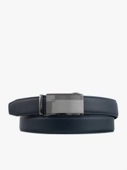 Granatowy pasek ze skóry licowej. Niebieskie paski Brawo sp. z o.o., bez wzorów, z denimu, klasyczne. Za 129.99 zł.