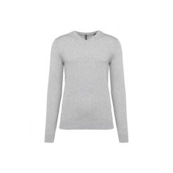 Ekologiczny sweter z dekoltem w szpic Kariban. Szare swetry nierozpinane KARIBAN, m, bez wzorów, bez kołnierzyka, bez ramiączek. Za 191.00 zł.