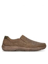 Rieker Półbuty 03087-64 Beżowy. Brązowe eleganckie półbuty Rieker, bez wzorów, z materiału, bez obcasa, bez zapięcia. Za 349.99 zł.