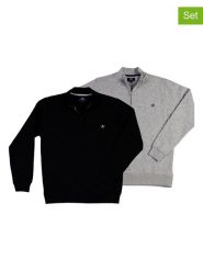 The Time of Bocha Bluzy ( 2 szt.) w kolorze szarym i czarnym rozmiar: XL. Czarne bluzy The Time of Bocha, xl, bez wzorów, z bawełny, bez kołnierzyka, bez ramiączek. Za 143.56 zł.