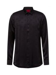 HUGO koszula casual - Elisha02 Mężczyźni Super Slim Fit wiskoza czarny, 39. Czarne koszule Hugo, m, z aplikacjami, z wiskozy, bez kołnierzyka, bez ramiączek. Za 399.95 zł.