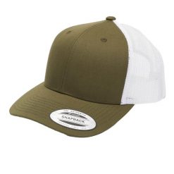 Dwukolorowa Czapka Trucker Retro. Białe czapki z daszkiem FLEXFIT, bez wzorów, z bawełny. Za 54.99 zł.