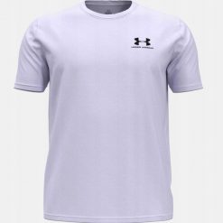 Męski T-Shirt Under Armour Koszulka Męska Sportowa Basic. Fioletowe t-shirty sportowe Under Armour, bez wzorów, bez ramiączek, do biegania. Za 99.99 zł.