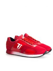 Trussardi Jeans Sneakersy | 77A00154 | Mężczyzna | Czerwony. Czerwone buty sportowe casual TRUSSARDI, z aplikacjami, z jeansu, z okrągłym noskiem, bez zapięcia. W wyprzedaży za 299.00 zł.