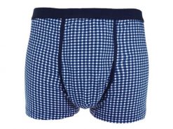Niebiesko-Granatowe Męskie Bokserki, Elastyczne, Obcisłe w Kratę. Niebieskie bokserki Pako Jeans, l, bez wzorów, z bawełny. Za 33.00 zł.