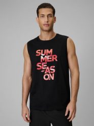 4F Koszulka bez rękawów regular z nadrukiem męska - czarna XXL. Czarne bezrękawniki 4F, m, bez wzorów, z bawełny, bez kołnierzyka, bez ramiączek. Za 59.99 zł.