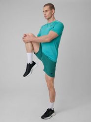 4F Spodenki treningowe szybkoschnące męskie - zielone S. Zielone krótkie spodenki sportowe 4F, m, bez wzorów, z materiału. Za 99.99 zł.