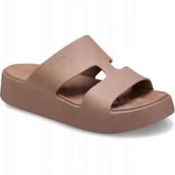 Klapki Dla Dorosłych Crocs Getaway Platform H-strap. Brązowe klapki Crocs, z materiału. Za 199.99 zł.