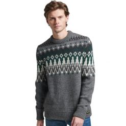 Sweter z okrągłym dekoltem Superdry. Szare swetry nierozpinane Superdry, m, bez wzorów, bez kołnierzyka, bez ramiączek. Za 404.55 zł.