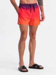 Kąpielówki męskie efekt ombre - pomarańczowe V17 OM-SRBS-0125 - XXL. Brązowe szorty Ombre Clothing, l, bez wzorów. W wyprzedaży za 59.99 zł.