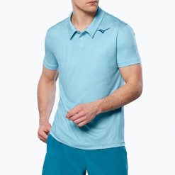 Koszulka polo tenisowa męska Mizuno Charge Shadow Polo. Niebieskie koszulki polo Mizuno, m, bez wzorów, bez kołnierzyka, bez ramiączek. Za 249.99 zł.