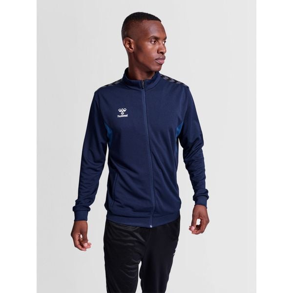 Kurtka z dresu Hummel Authentic Pl. Niebieskie kurtki Hummel, bez wzorów, z dresówki, bez kaptura. Za 231.50 zł.